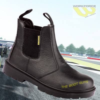 New Workforce Leather Waterproof Steel Toe Cap Safety Dealer Slip On Work Boots