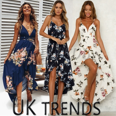 Size 6-14 Womens Holiday Sleeveless Ladies Maxi Long Summer Print Beach Dress UK
